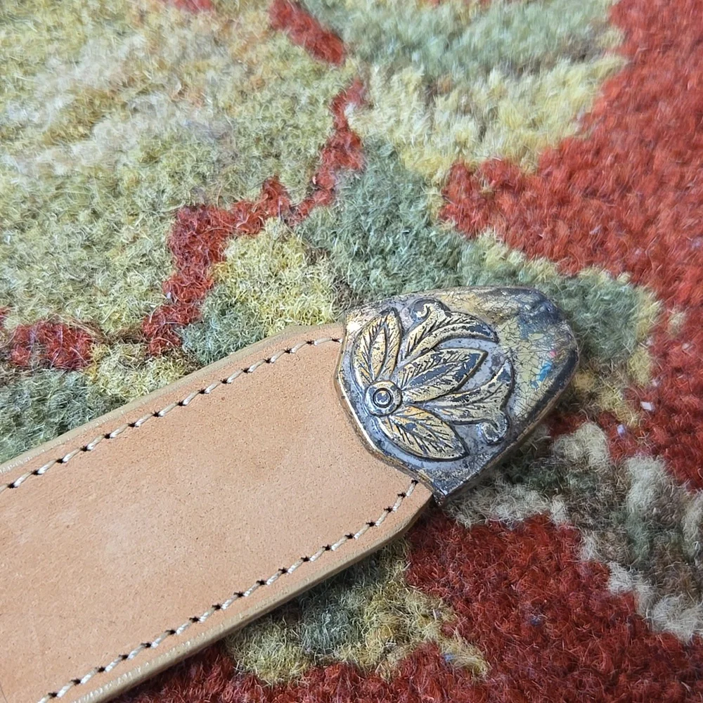 Vintage BRIGHTON multi Color Leather Silver Belt